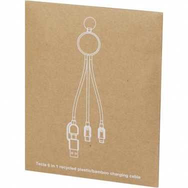 Logotrade corporate gift picture of: Tecta 6-in-1 recycled plastic/bamboo charging cable with keyring