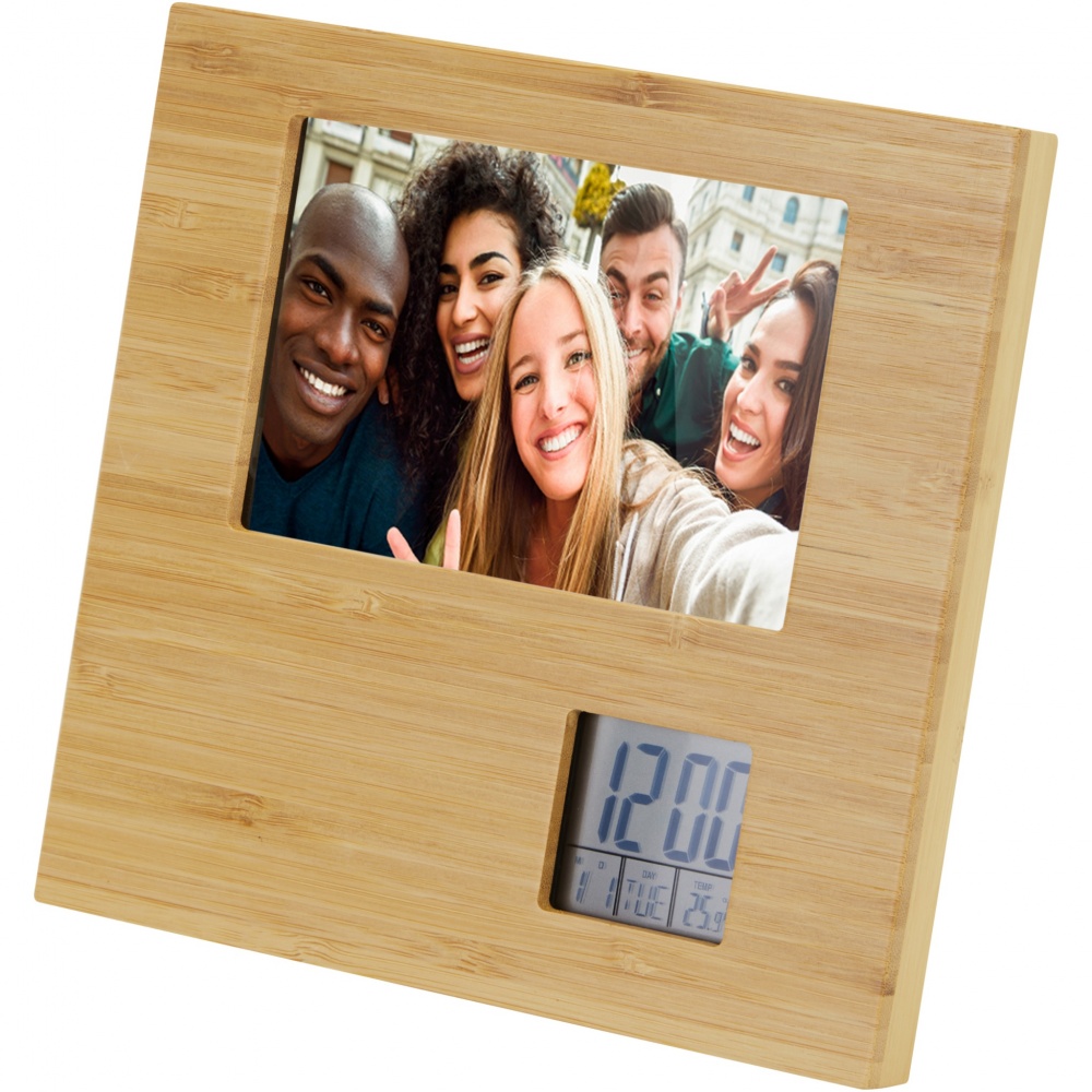 Logo trade promotional products image of: Sasa bamboo photo frame with thermometer