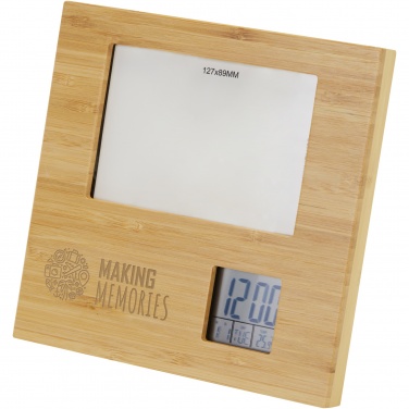 Logo trade promotional merchandise photo of: Sasa bamboo photo frame with thermometer