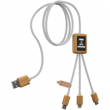 Logotrade advertising product picture of: SCX.design C39 3-in-1 rPET light-up logo charging cable with squared bamboo casing