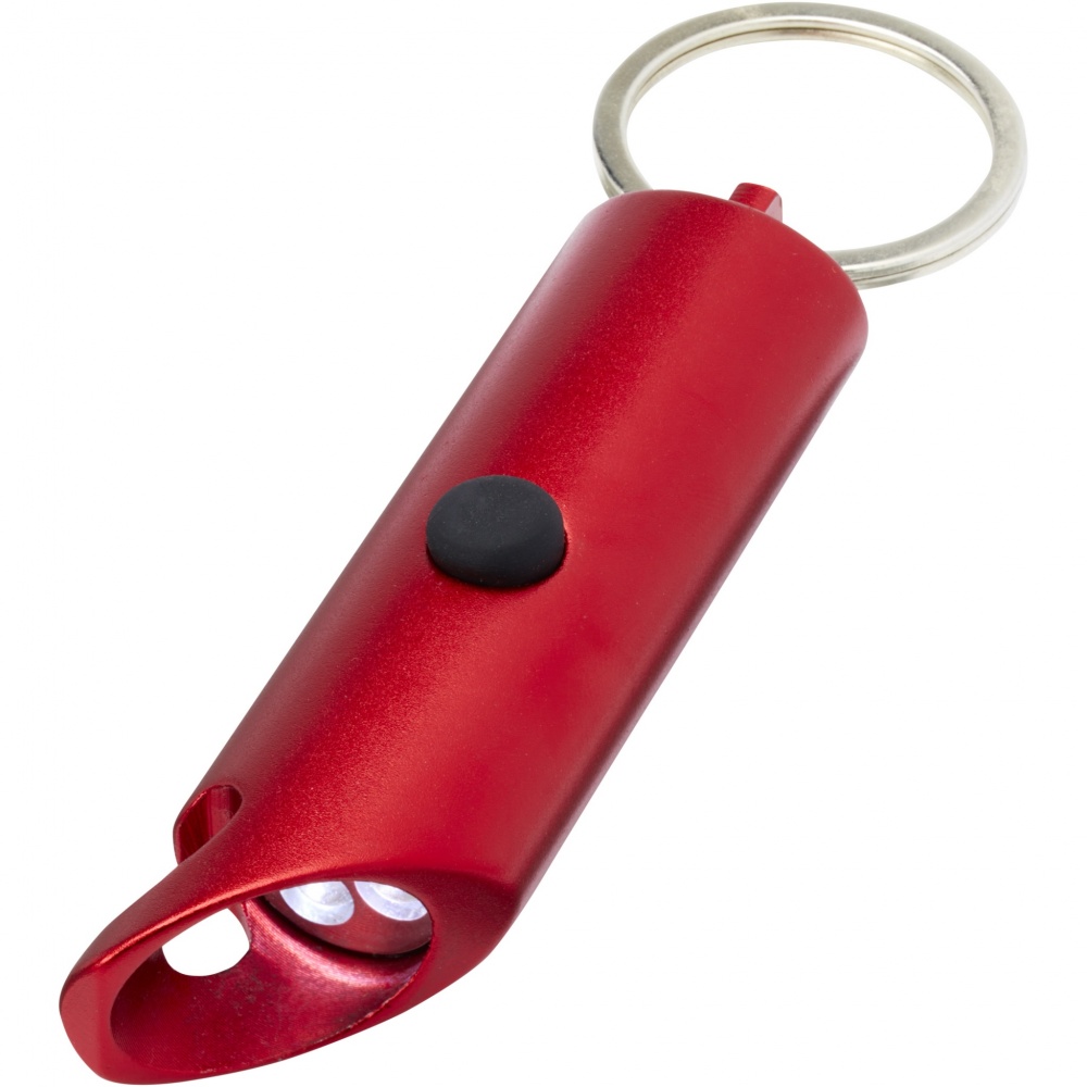 Logotrade promotional merchandise photo of: Flare RCS recycled aluminium IPX LED light and bottle opener with keychain