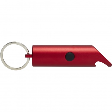 Logotrade corporate gift image of: Flare RCS recycled aluminium IPX LED light and bottle opener with keychain