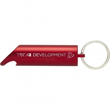Logo trade promotional merchandise picture of: Flare RCS recycled aluminium IPX LED light and bottle opener with keychain