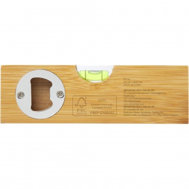 Logo trade promotional products picture of: Flush bamboo spirit level with bottle opener