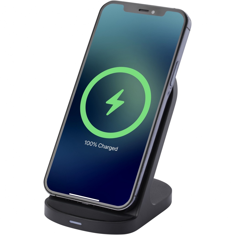 Logotrade promotional gift picture of: Loop 15W dual coil RCS recycled plastic wireless charging stand