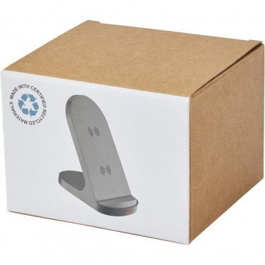 Logo trade advertising product photo of: Loop 15W dual coil RCS recycled plastic wireless charging stand