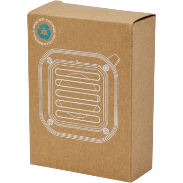 Logo trade promotional products picture of: Solo 3W IPX5 RCS recycled plastic solar Bluetooth® speaker with carabiner 