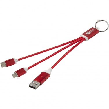 Logotrade promotional item image of: Metal 4-in-1 recycled aluminium charging cable with keychain