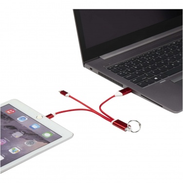 Logotrade advertising product image of: Metal 4-in-1 recycled aluminium charging cable with keychain