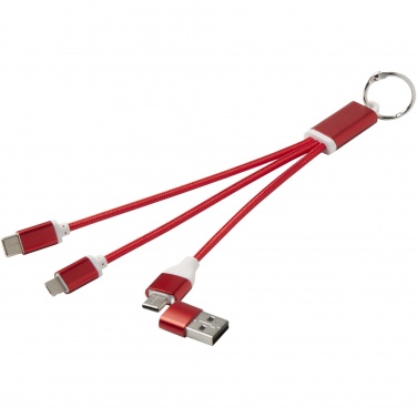 Logotrade promotional item picture of: Metal 4-in-1 recycled aluminium charging cable with keychain