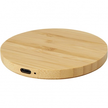 Logo trade corporate gifts image of: Essence 15W bamboo wireless charging pad