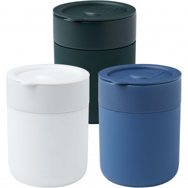 Logo trade promotional gifts image of: Java 330 ml ceramic tumbler with silicone wrap and plastic lid