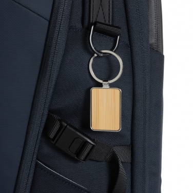 Logotrade promotional giveaway image of: RCS recycled zinc alloy rectangle keychain with bamboo