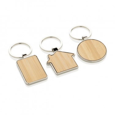 Logo trade promotional item photo of: RCS recycled zinc alloy rectangle keychain with bamboo