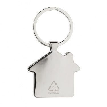 Logo trade promotional products image of: RCS recycled zinc alloy house keychain with bamboo