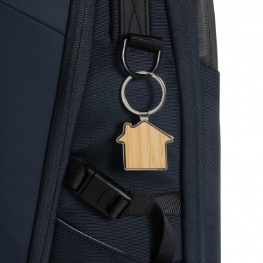 Logo trade business gifts image of: RCS recycled zinc alloy house keychain with bamboo