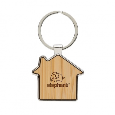 Logotrade promotional products photo of: RCS recycled zinc alloy house keychain with bamboo
