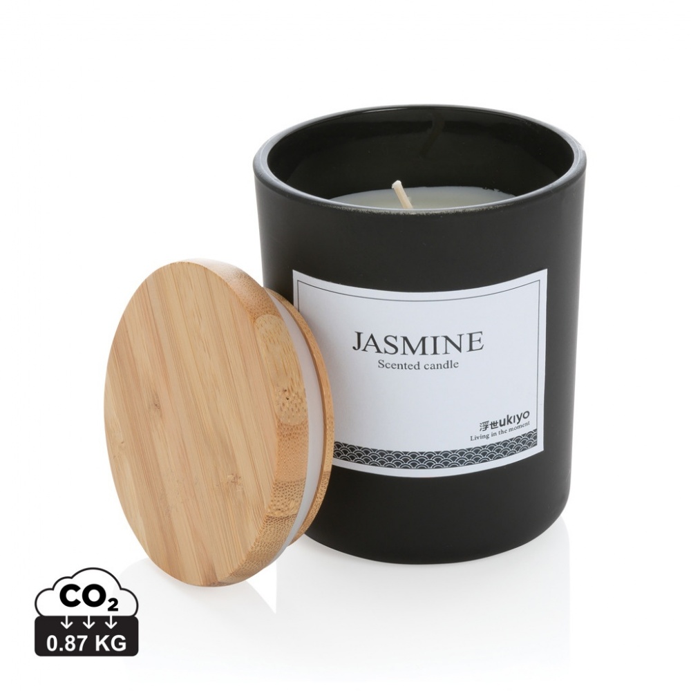 Logo trade promotional items image of: Ukiyo deluxe scented candle with bamboo lid