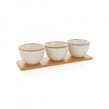 Logotrade business gift image of: Ukiyo 3pc serving bowl set with bamboo tray