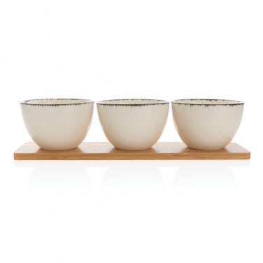 Logo trade business gifts image of: Ukiyo 3pc serving bowl set with bamboo tray