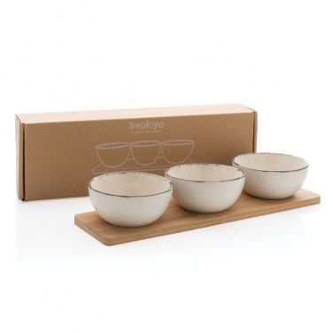 Logo trade promotional products image of: Ukiyo 3pc serving bowl set with bamboo tray