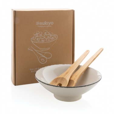 Logo trade promotional giveaways image of: Ukiyo salad bowl with bamboo salad server