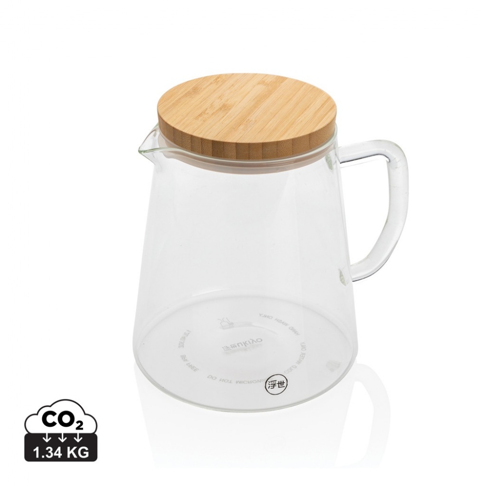 Logo trade promotional product photo of: Ukiyo borosilicate glass carafe with bamboo lid 1.2L