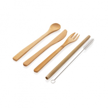 Logo trade promotional items image of: Reusable bamboo travel cutlery set