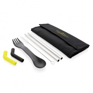 Logotrade promotional item image of: Tierra 2pcs straw and cutlery set in pouch