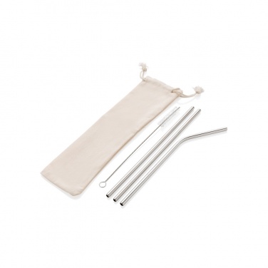 Logo trade corporate gifts picture of: Reusable stainless steel 3 pcs straw set