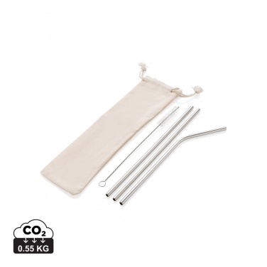 Logo trade promotional items picture of: Reusable stainless steel 3 pcs straw set