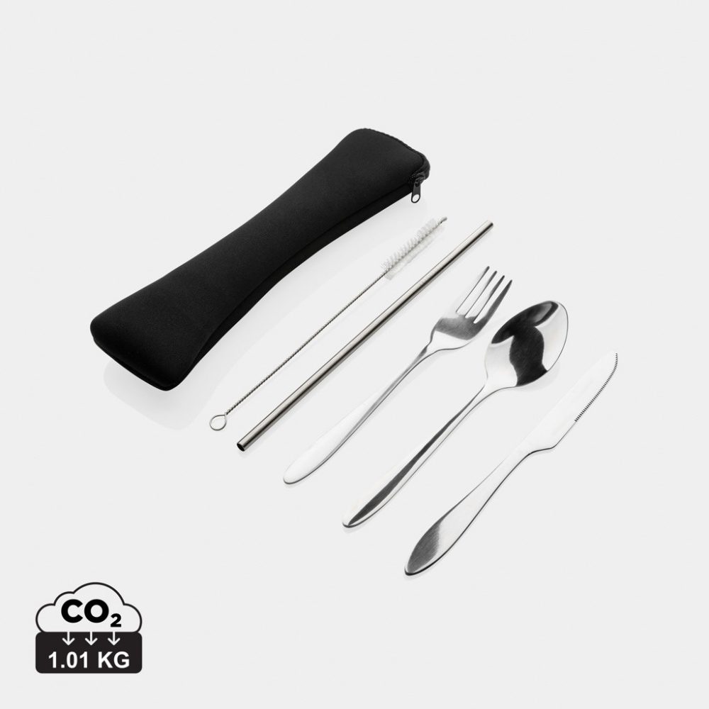 Logotrade corporate gift picture of: 4 PCS stainless steel re-usable cutlery set