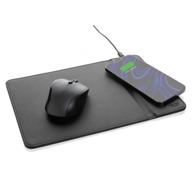 Logo trade promotional items picture of: Swiss Peak RCS recycled PU 10W wireless charging mousepad