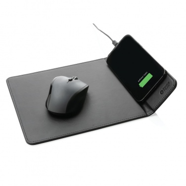Logo trade promotional giveaway photo of: Swiss Peak RCS recycled PU 10W wireless charging mousepad