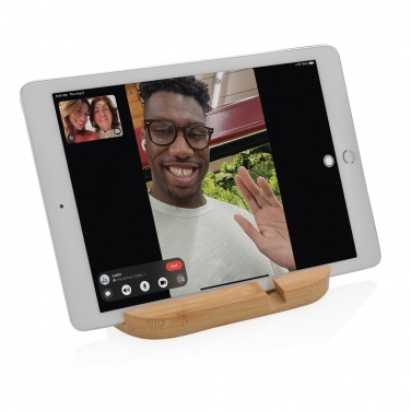Logo trade promotional gift photo of: Bamboo tablet and phone holder