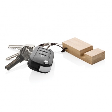 Logo trade business gift photo of: Standkey bamboo keychain phone stand