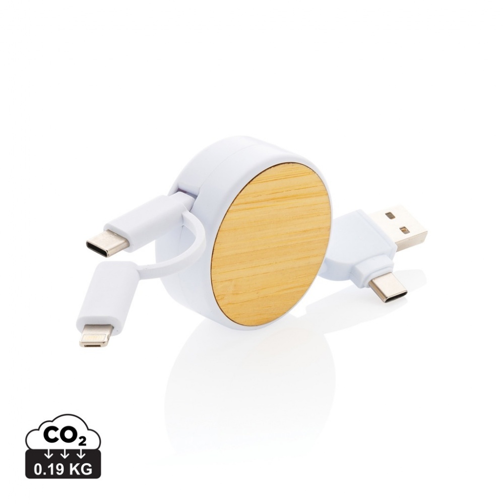 Logo trade promotional items picture of: RCS recycled plastic Ontario 6-in-1 retractable cable