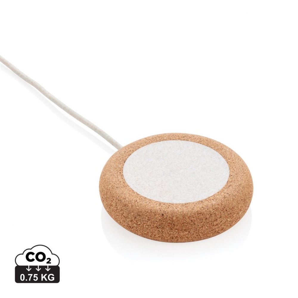 Logo trade advertising products picture of: Cork and Wheat 5W wireless charger