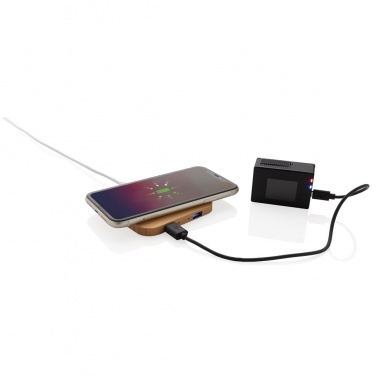 Logotrade corporate gift picture of: Bamboo 5W wireless charger with USB