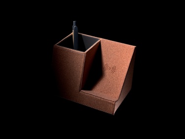 Logo trade advertising products picture of: Cork pen holder and 5W wireless charger