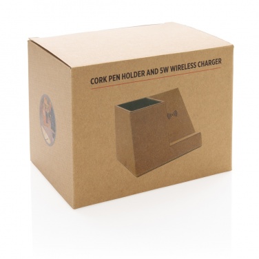 Logotrade promotional merchandise photo of: Cork pen holder and 5W wireless charger