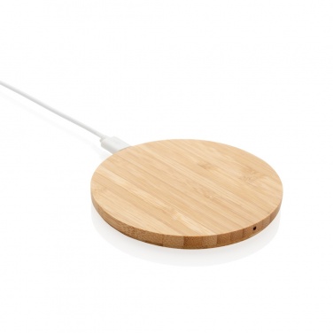 Logo trade promotional products image of: Bamboo 5W round wireless charger