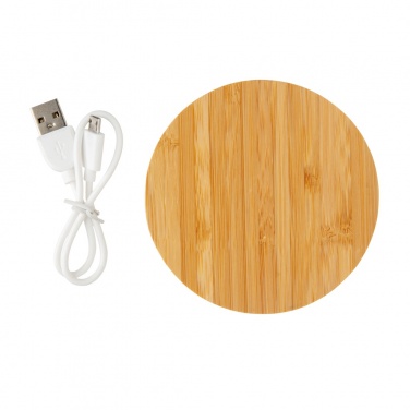 Logotrade corporate gift picture of: Bamboo 5W round wireless charger