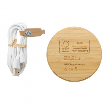 Logotrade promotional giveaway image of: Bamboo 5W round wireless charger