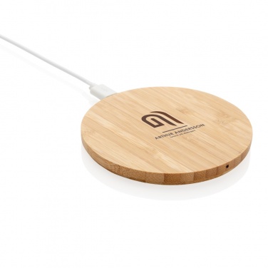 Logotrade promotional giveaway image of: Bamboo 5W round wireless charger