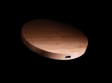 Logo trade corporate gift photo of: Bamboo 5W round wireless charger