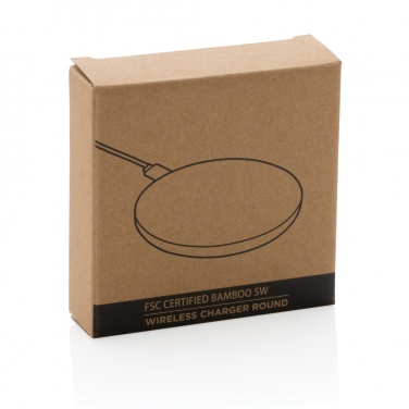 Logotrade promotional product picture of: Bamboo 5W round wireless charger