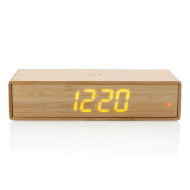 Logotrade promotional gift image of: Bamboo alarm clock with 5W wireless charger