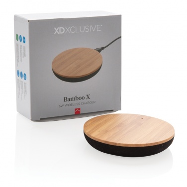 Logo trade promotional merchandise image of: Bamboo X 5W wireless charger