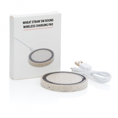 Logo trade promotional item photo of: Wheat Straw 5W round wireless charging pad